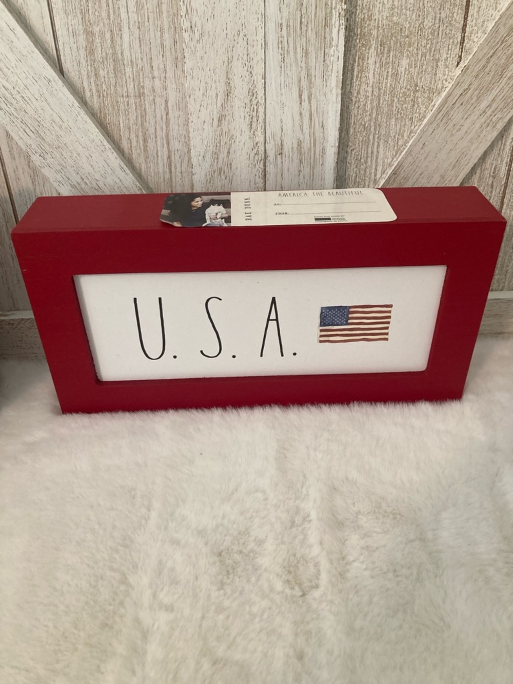 Rae Dunn Red USA Tabletop Sign